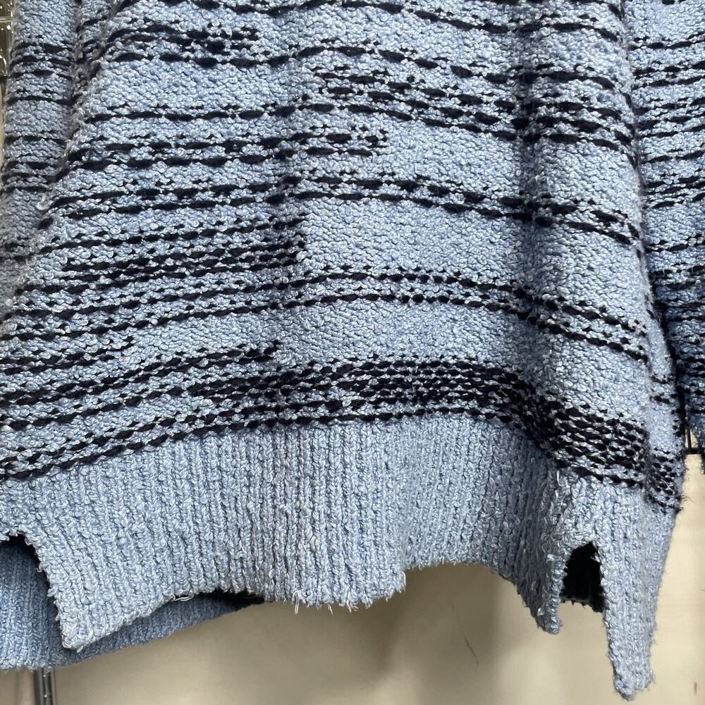 Susan Graver Womens Blue Striped Mock Turtleneck Sweater‎ Size 1X Slouchy Casual - Picture 11 of 12
